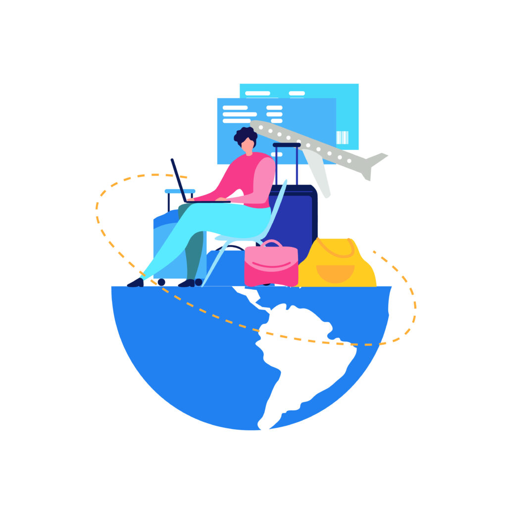 booking flight tickets online flat vector concept